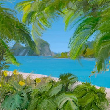 soyut yaratıcı tropikal manzara yağı resim