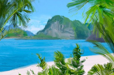 soyut yaratıcı tropikal manzara yağı resim