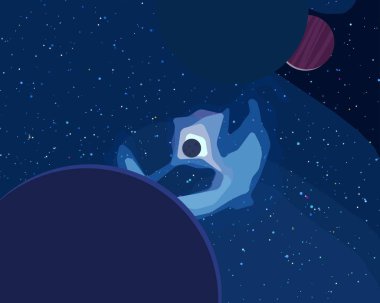 2d illüstrasyon. Karikatür stil boşluk resmi çizin. Derin geniş alan. Yıldızlar, gezegenler ve uydular. Çeşitli bilim kurgu yaratıcı fon. Uzay sanatı. Uzaylı güneş sistemleri. Gezegenler ve Uydular.