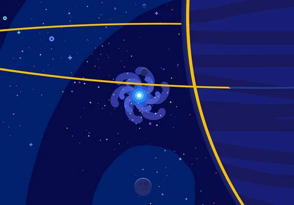 Illustration Tecknad Draw Stil Djupa Interstellära Rymden Stjärnor Planeter Och — Stockfoto