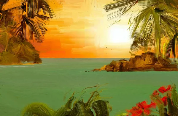 Дивовижний Природний Фон Тропічним Заходом Сонця — стокове фото