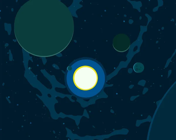 Ilustrace Obrázek Stylu Kresleného Filmu Hluboký Rozlehlý Prostor Hvězdy Planety — Stock fotografie