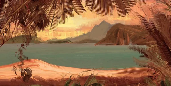 Прекрасний Тропічний Захід Сонця Пляжі — стокове фото