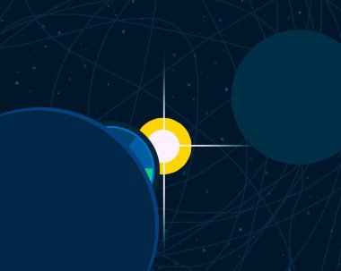 2d illüstrasyon. Karikatür stil boşluk resmi çizin. Derin geniş alan. Yıldızlar, gezegenler ve uydular. Çeşitli bilim kurgu yaratıcı fon. Uzay sanatı. Uzaylı güneş sistemleri. Gezegenler ve Uydular.