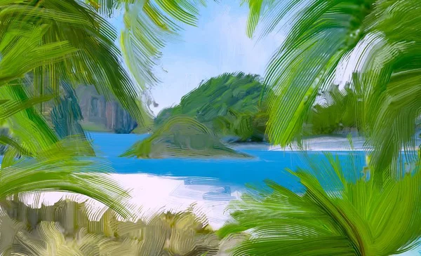 Tropické Zelené Pozadí Palmou — Stock fotografie