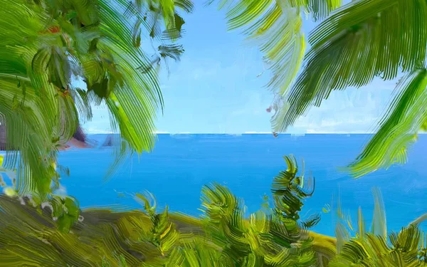 Abstracto Creativo Paisaje Tropical Aceite Imagen — Foto de Stock