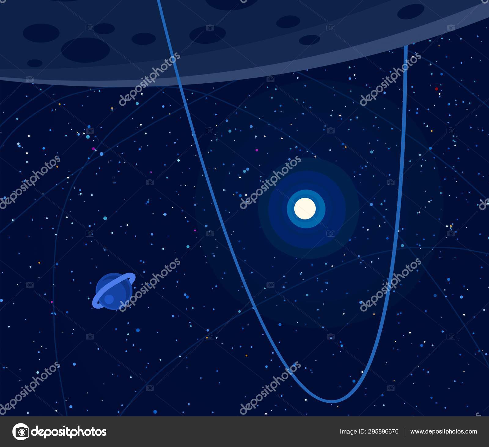 Illustration Cartoon Draw Style Space Picture Deep Vast Space Stars ...