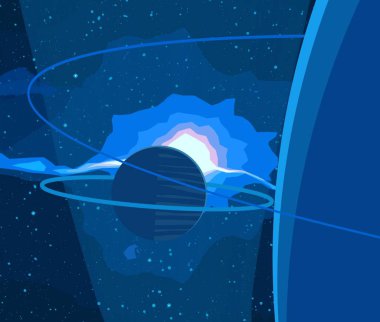 2d illüstrasyon. Karikatür stil boşluk resmi çizin. Derin geniş alan. Yıldızlar, gezegenler ve uydular. Çeşitli bilim kurgu yaratıcı fon. Uzay sanatı. Uzaylı güneş sistemleri. Gezegenler ve Uydular.