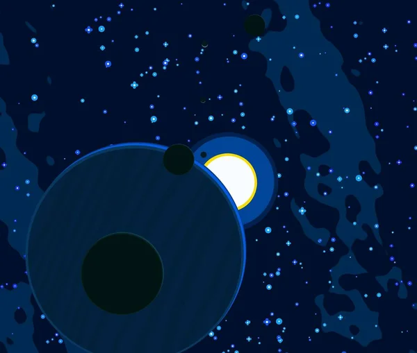 Illusztráció Rajzfilm Felhívni Stílusban Mély Csillagközi Térben Csillagok Bolygók Holdak — Stock Fotó
