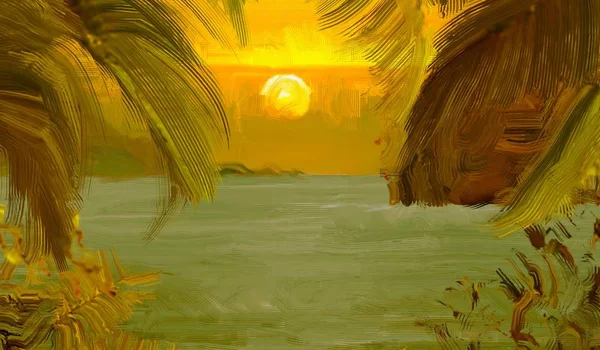 Tropical Beach Sunset Background — Stock Photo, Image