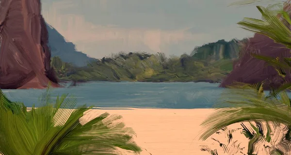 Abstract Creativ Peisaj Tropical Imagine Ulei — Fotografie, imagine de stoc