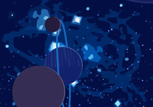Ilustracji Cartoon Kosmos Obraz Tła Głęboka Przestrzeń Międzygwiezdna Gwiazdy Planety — Zdjęcie stockowe