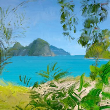 soyut yaratıcı tropikal manzara yağı resim