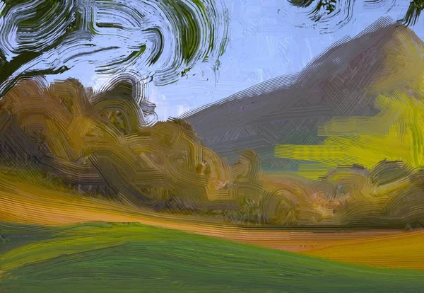 다채로운 필드와 잔디입니다 시간입니다 — 스톡 사진