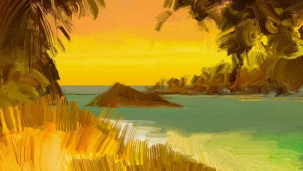 Tropical Beach Sunset Background — Stock Photo, Image