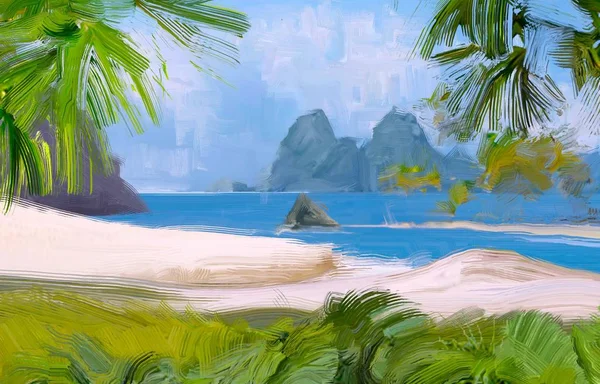 soyut yaratıcı tropikal manzara yağı resim