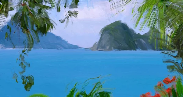 soyut yaratıcı tropikal manzara yağı resim