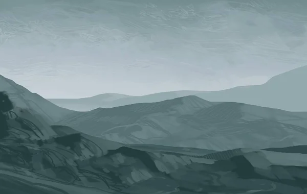 Illustration Mountains Scotland Digital Painting Art Hand Made Drawing — Stock Photo, Image