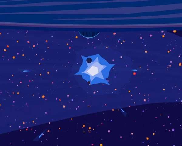Ilustración Dibujo Dibujos Animados Estilo Espacio Interestelar Profundo Estrellas Planetas — Foto de Stock