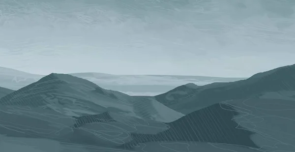 Abstrato Silhueta Fundo Com Neblina Montanhas — Fotografia de Stock