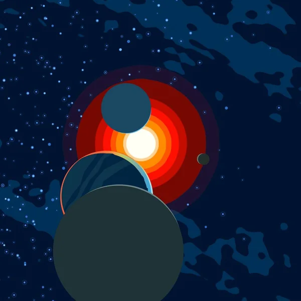 Illusztráció Cartoon Space Háttérkép Mély Csillagközi Térben Csillagok Bolygók Holdak — Stock Fotó