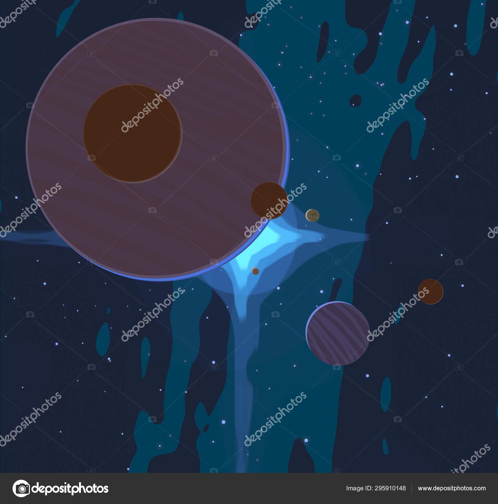 Illustration Cartoon Draw Style Space Picture Deep Vast Space Stars ...