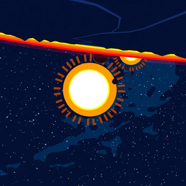 Illustratie Cartoon Tekenstijl Ruimte Foto Diepe Uitgestrekte Ruimte Sterren Planeten — Stockfoto