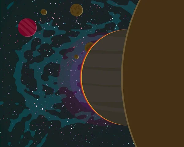卡通宇宙背景图像 深海星际空间 行星和月亮 各种科幻创作背景 空间艺术 想象宇宙背景 — 图库照片