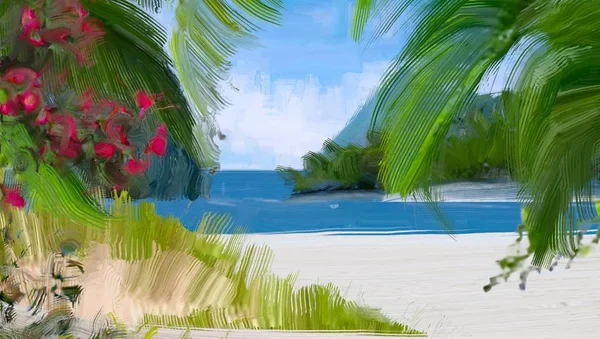Bella Spiaggia Tropicale Sullo Sfondo — Foto Stock