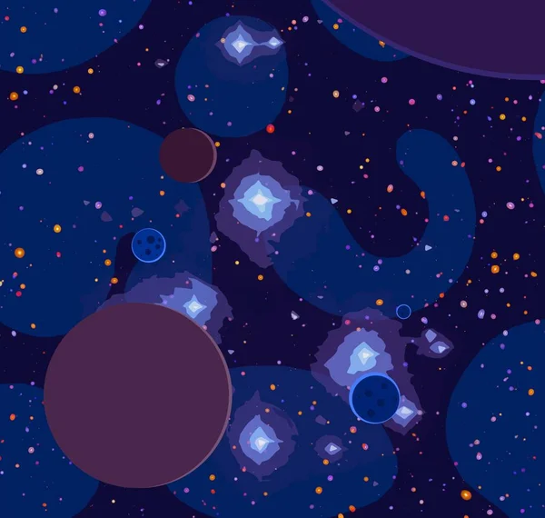 Ілюстрація Картонні Зображення Глибокий Міжзоряний Простір Зірки Планети Місяці Різні — стокове фото
