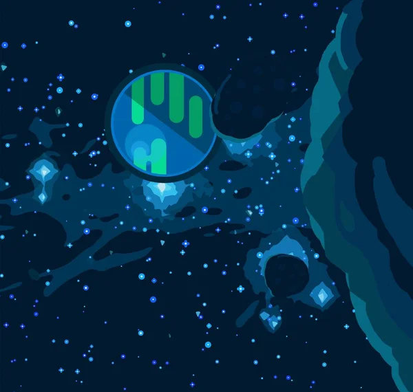 卡通空间背景图片 深海星际空间 行星和月亮 各种科幻创作背景 儿童空间艺术插图 行星和月亮 — 图库照片