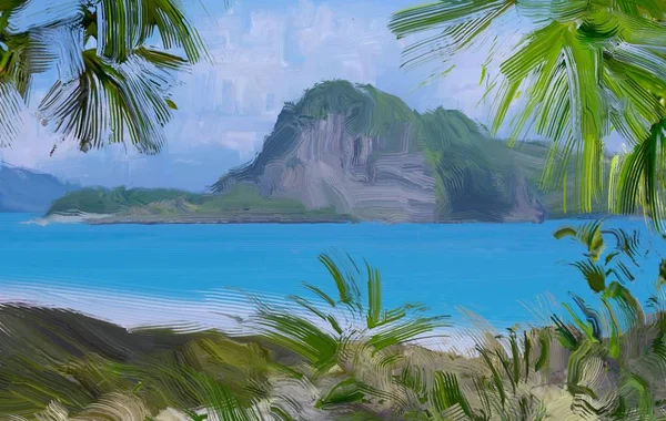 soyut yaratıcı tropikal manzara yağı resim