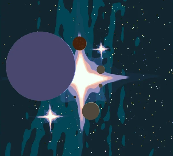 Abbildung Cartoon Space Hintergrundbild Tief Interstellaren Raum Sterne Planeten Und — Stockfoto
