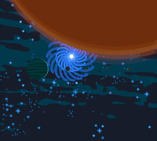 2Dイラスト 漫画のスペースの背景画像 深い広大な空間 月様々なSfクリエイティブな背景 宇宙芸術エイリアン太陽系 — ストック写真
