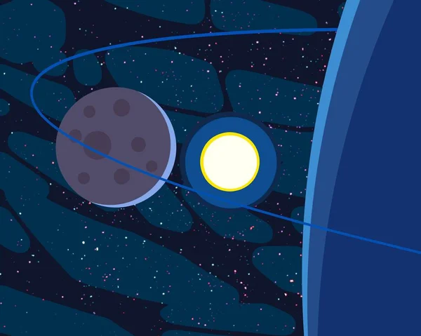 Illustrasjon Tegneseriebakgrunnsbilde Stor Avstand Stjerner Planeter Måner Ulike Kreative Science – stockfoto