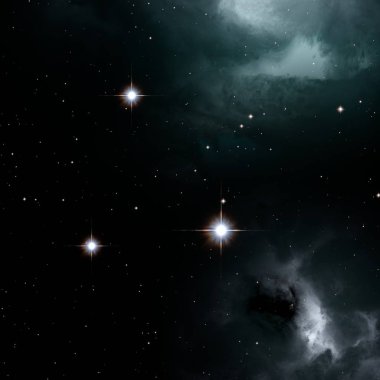 Evren yıldız ve gazla dolu. Uzak evren İllüstrasyon.  