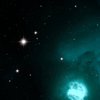 Evren yıldız ve gazla dolu. Uzak evren İllüstrasyon.  