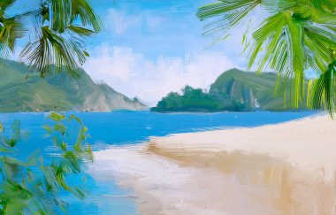 soyut yaratıcı tropikal manzara yağı resim