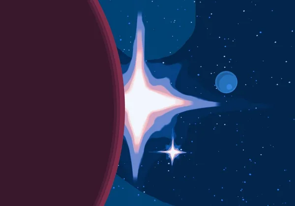 2Dイラスト 漫画のスペースの背景画像 深い広大な空間 月様々なSfクリエイティブな背景 宇宙芸術エイリアンの惑星 — ストック写真