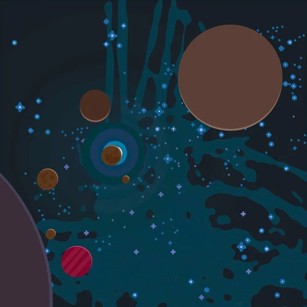 Illustration Cartoon Space Bakgrundsbild Djupt Stort Utrymme Stjärnor Planeter Och — Stockfoto