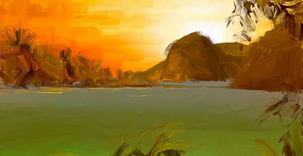 Tropikal Günbatımı Ile Inanılmaz Doğal Arka Plan — Stok fotoğraf