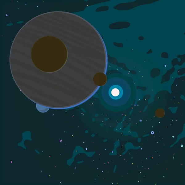 Ilustrace Kreslený Obrázek Pozadí Hluboký Rozlehlý Prostor Hvězdy Planety Měsíce — Stock fotografie