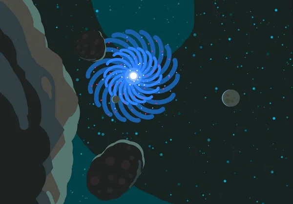 Ilustracji Cartoon Space Obraz Tła Głęboka Ogromna Przestrzeń Gwiazdy Planety — Zdjęcie stockowe