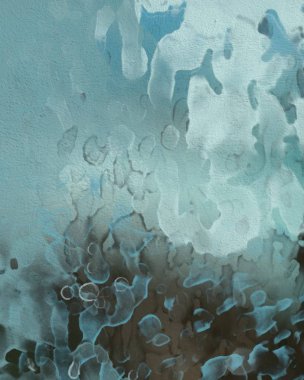 Soyut rastgele şekiller. 2D illüstrasyon arka planı. Düz beton duvarda sanatsal modern sanat kalıpları. Kabataslak boyalı yüzey. El yapımı fırça darbeleri. 