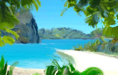 soyut yaratıcı tropikal manzara yağı resim