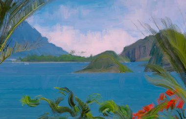 soyut yaratıcı tropikal manzara yağı resim