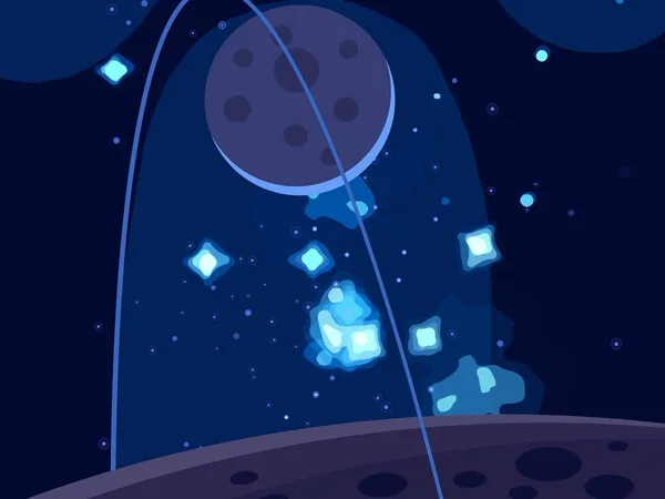卡通空间背景图片 深幅浩瀚的空间 行星和月亮 各种科幻创作背景 空间艺术 外星行星 — 图库照片