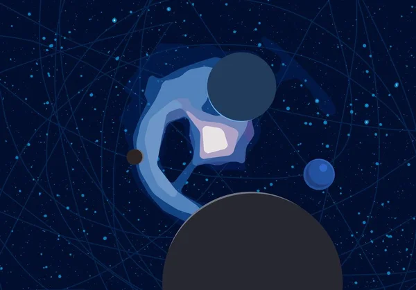 Illustration Cartoon Draw Style Deep Interstellar Space Stars Planets Moons — Stock Photo, Image