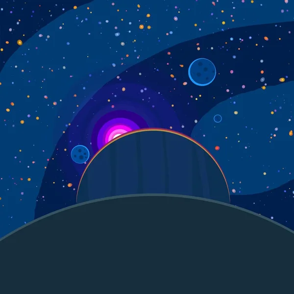 Illusztráció Cartoon Space Háttérkép Mély Hatalmas Teret Csillagok Bolygók Holdak — Stock Fotó