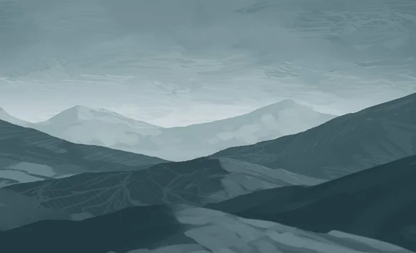 Ilustración Montañas Escocia Arte Pintura Digital Dibujo Hecho Mano —  Fotos de Stock